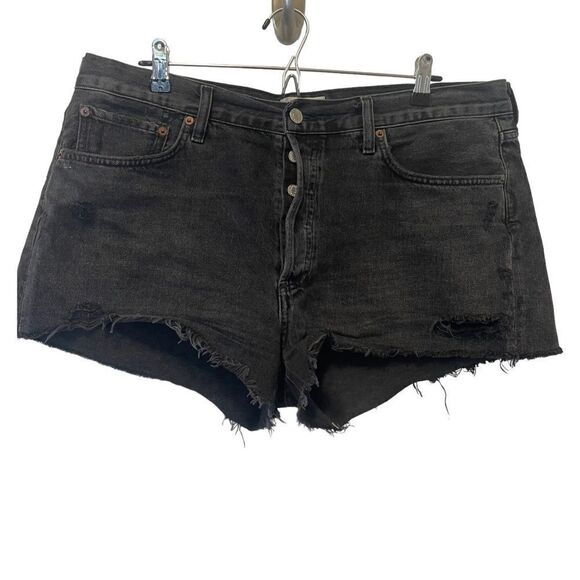 AGOLDE Parker distressed denim shorts in Black Size 32 - Picture 8 of 10